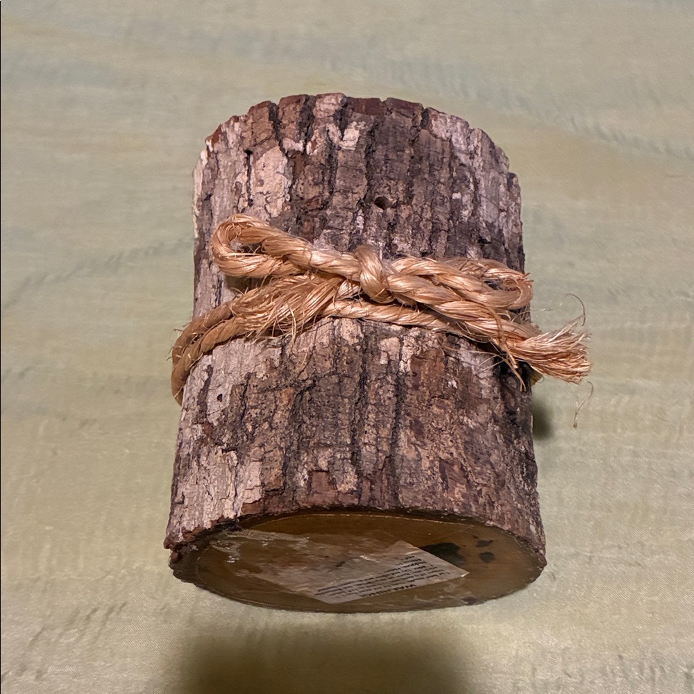 Natural Bark Candle Holder with Twine Accent